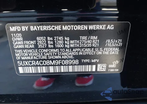 2021 BMW X5 Sdrive40I z USA, uszkodzony, nr VIN 5UXCR4C08M9F08998